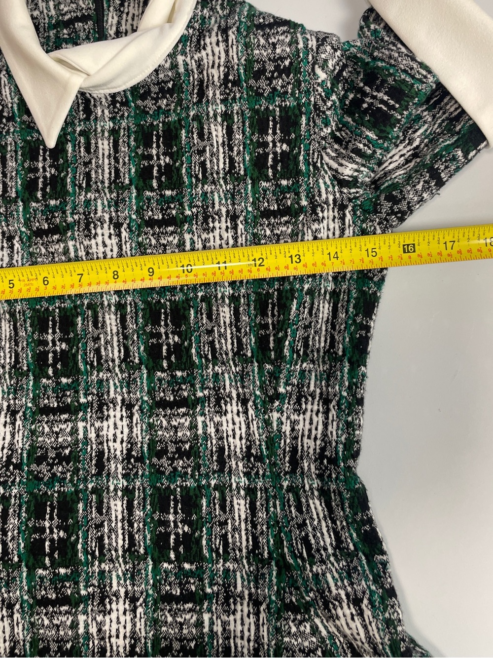 DKNY Black,‎ Green & White Plaid Tweed Mini Dress - Picture 5 of 9